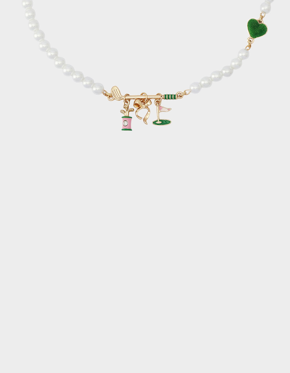 GOLF FRONTAL NECKLACE GREEN Women's Sports-Themed Golf Pearl Necklace