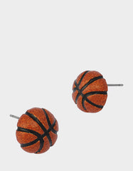 BASKETBALL STUDS ORANGE Women's Sports-Themed Basketball Stud Earrings