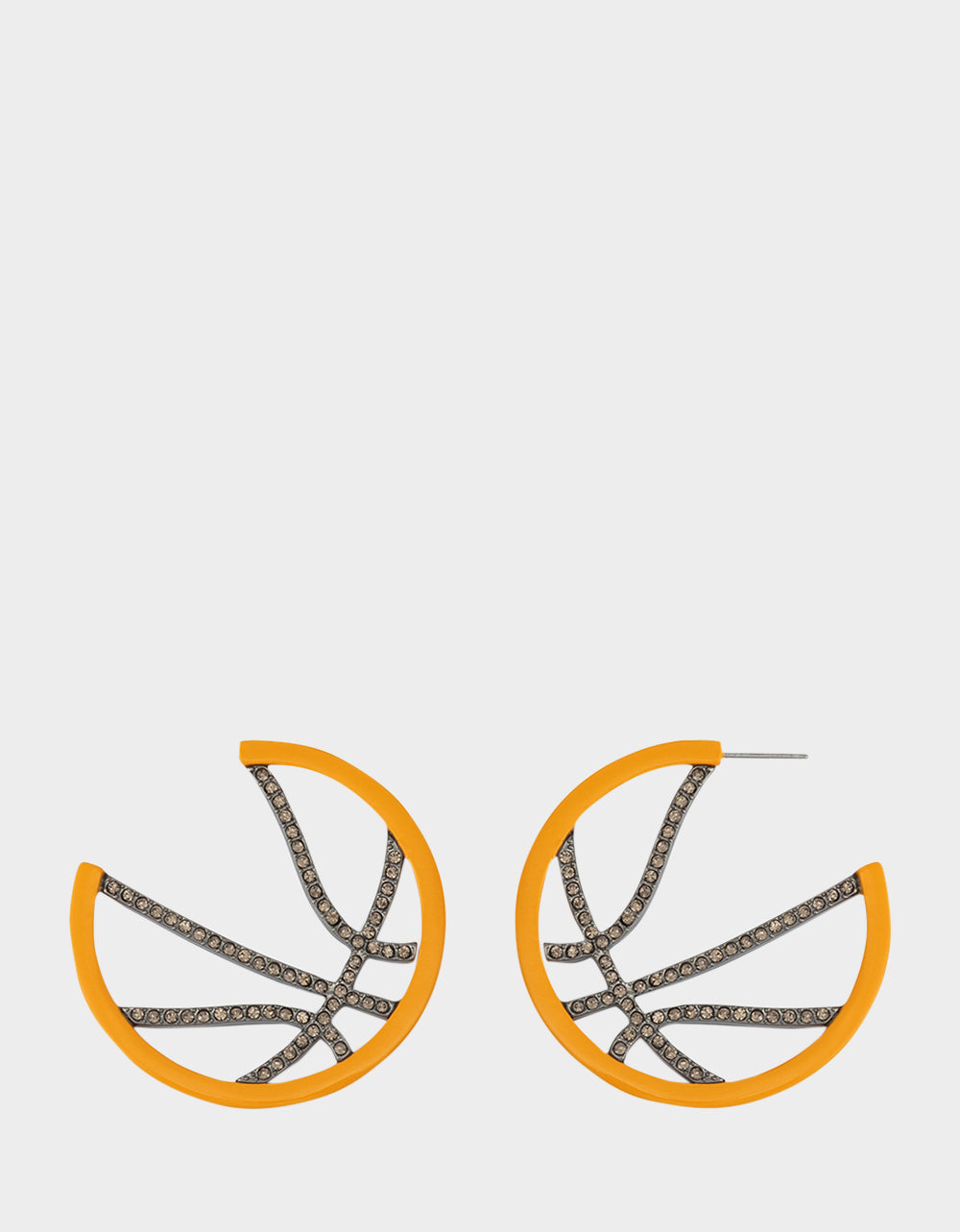 BASKETBALL HOOP EARRINGS ORANGE Sports-Themed Rhinestone Women's Earrings