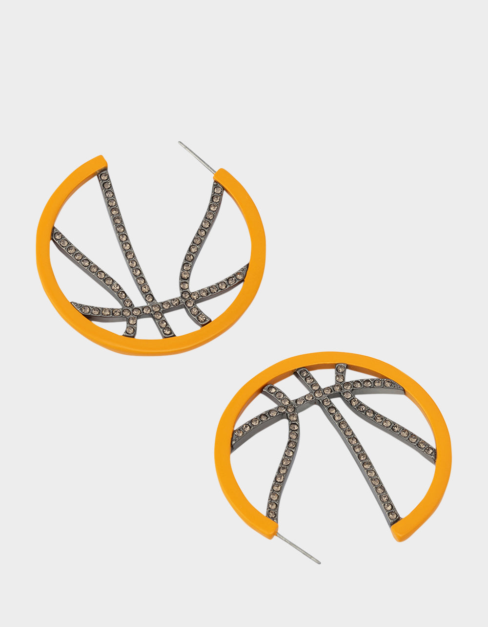 BASKETBALL HOOP EARRINGS ORANGE Sports-Themed Rhinestone Women's Earrings