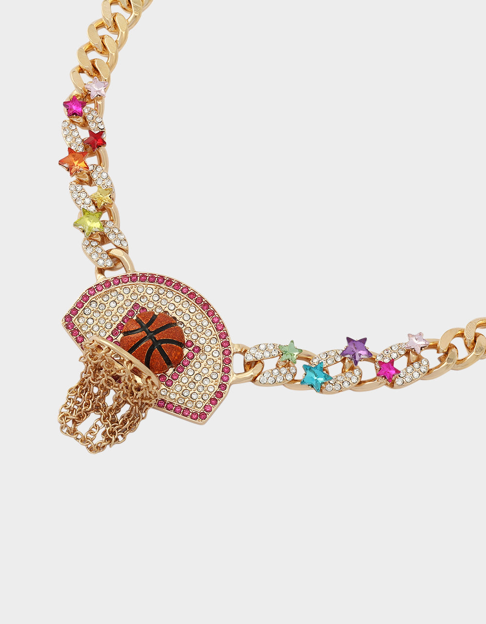 BASKETBALL SHORT PENDANT NECKLACE ORANGE Sports-Themed Women's Statement Necklace