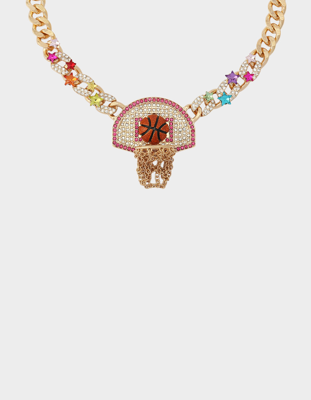 BASKETBALL SHORT PENDANT NECKLACE ORANGE Sports-Themed Women's Statement Necklace