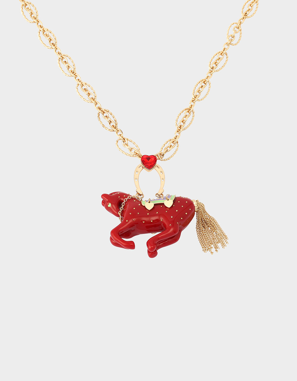 YEAR OF THE HORSE PENDANT RED Women's Chinese New Year Horse Pendant Necklace