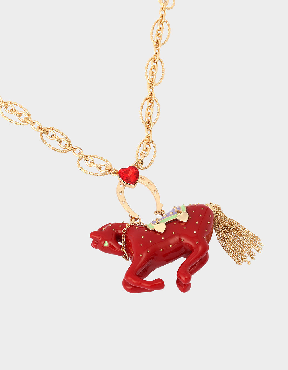 YEAR OF THE HORSE PENDANT RED Women's Chinese New Year Horse Pendant Necklace