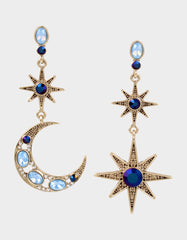 BETSEYS CELESTIAL STAR AND MOON MISMATCH EARRINGS BLUE Women's Star and Moon Earrings