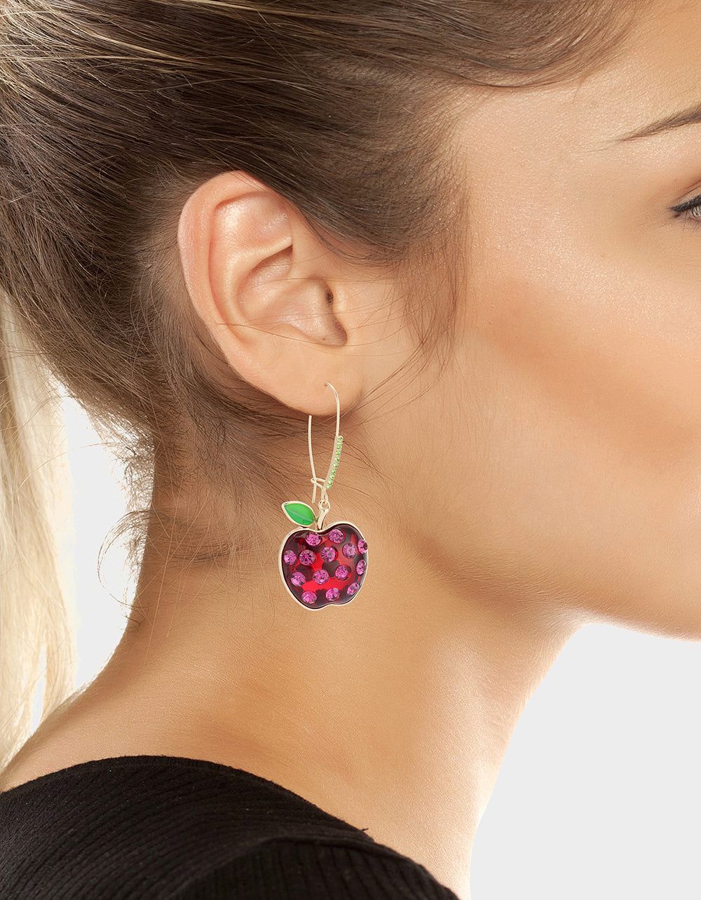 APPLE DROP EARRING RED MULTI Women's Apple Hook Drop Earrings