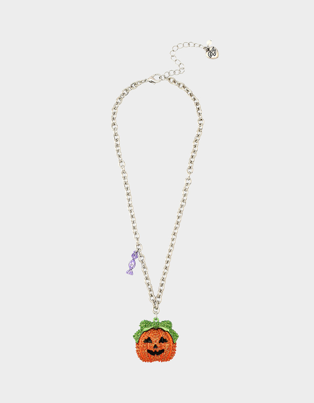 PUMPKIN PENDANT NECKLACE ORANGE Women's Halloween-Themed Pumpkin Rhinestone Pendant Necklace