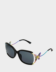 BLAZING STAR SUNGLASSES BLACK Women's Black Rainbow Butterfly Sunglasses