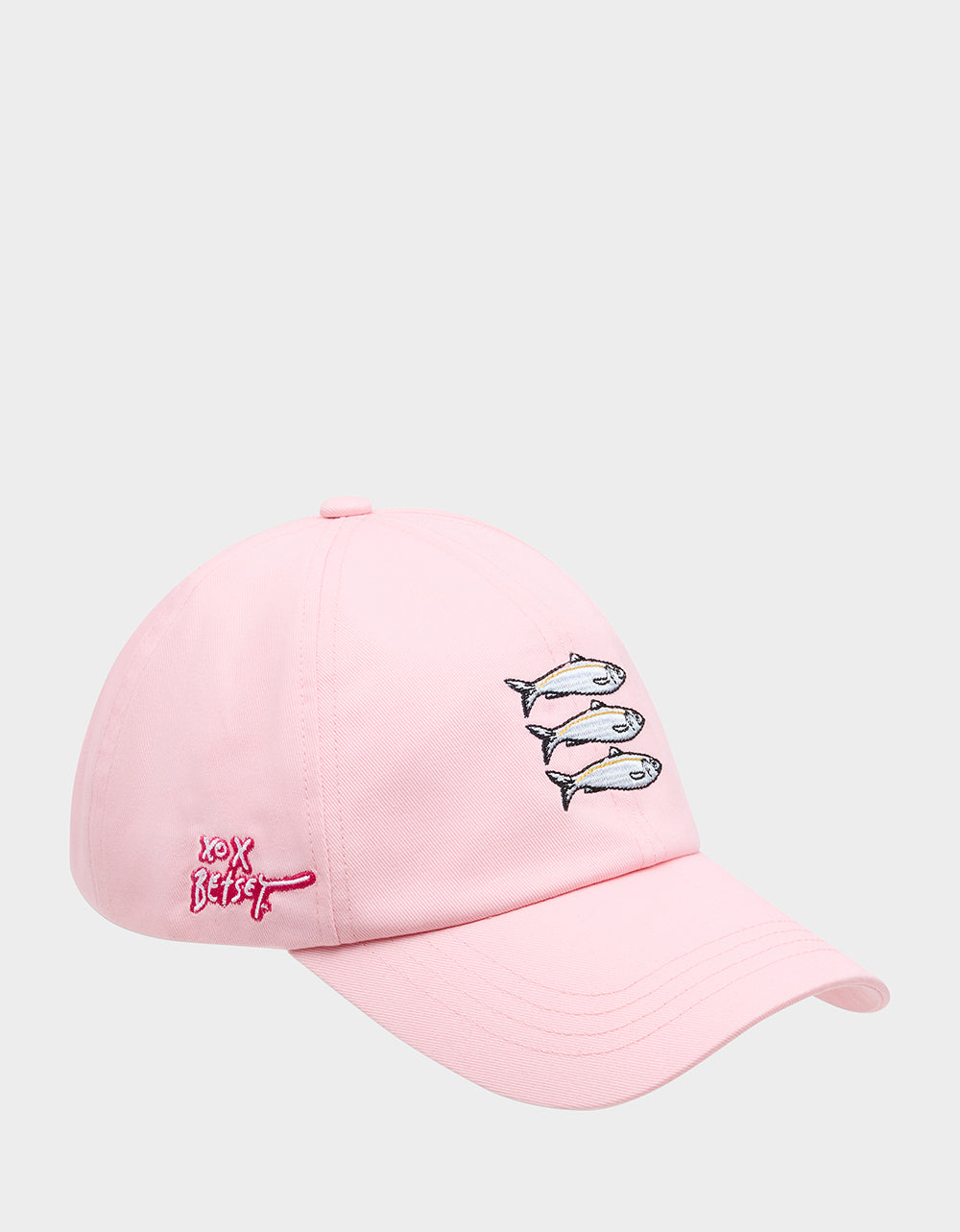 SARDINE EMBROIDERED BASEBALL CAP Women's Pink Sardine Baseball Hat