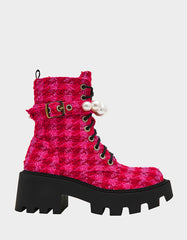 JONNIE FUCHSIA MULTI Lace-Up Platform Combat Women's Ankle Boot