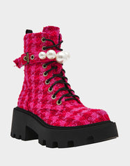 JONNIE FUCHSIA MULTI Lace-Up Platform Combat Women's Ankle Boot