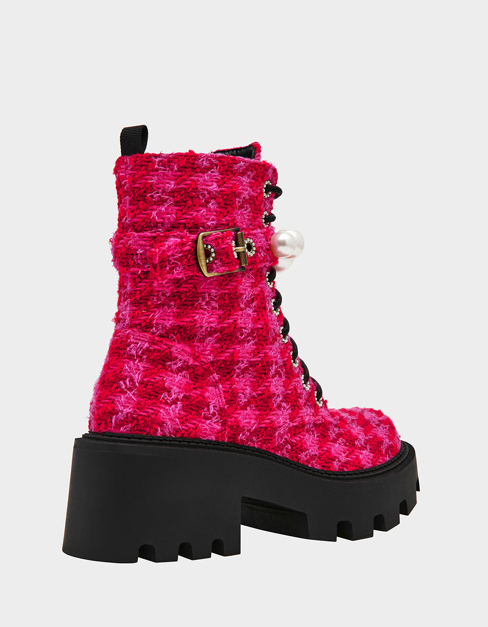 JONNIE FUCHSIA MULTI Lace-Up Platform Combat Women's Ankle Boot
