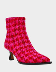 LOUISA FUCHSIA MULTI Women's Pointed Toe Kitten Heel Ankle Bootie