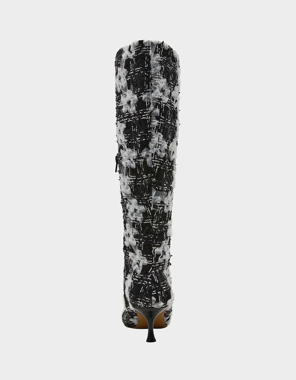 MAXXINE BLACK WHITE MULTI Pointed-Toe Knee-High Kitten Heel Women's Boot