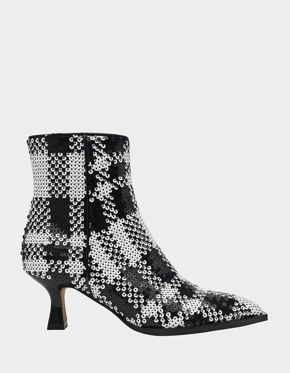 LOUISA BLACK/WHITE PLAID Women's Pointed Toe Kitten Heel Ankle Bootie