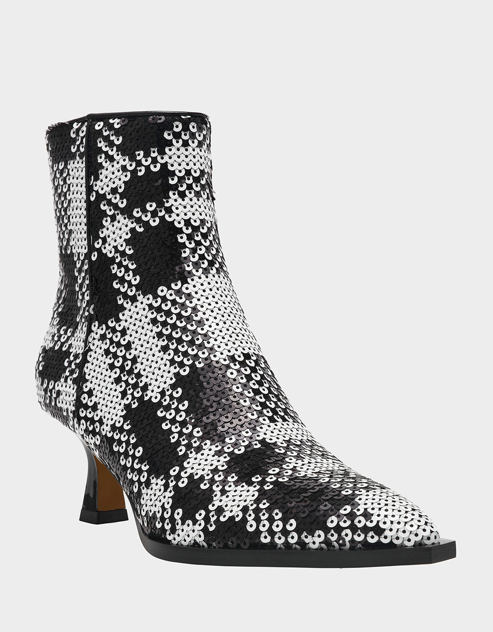 LOUISA BLACK/WHITE PLAID Women's Pointed Toe Kitten Heel Ankle Bootie