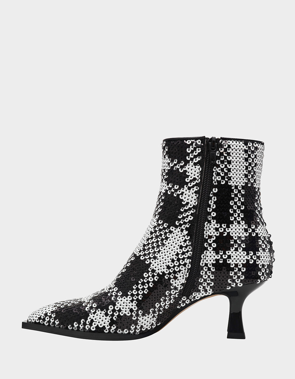 LOUISA BLACK/WHITE PLAID Women's Pointed Toe Kitten Heel Ankle Bootie