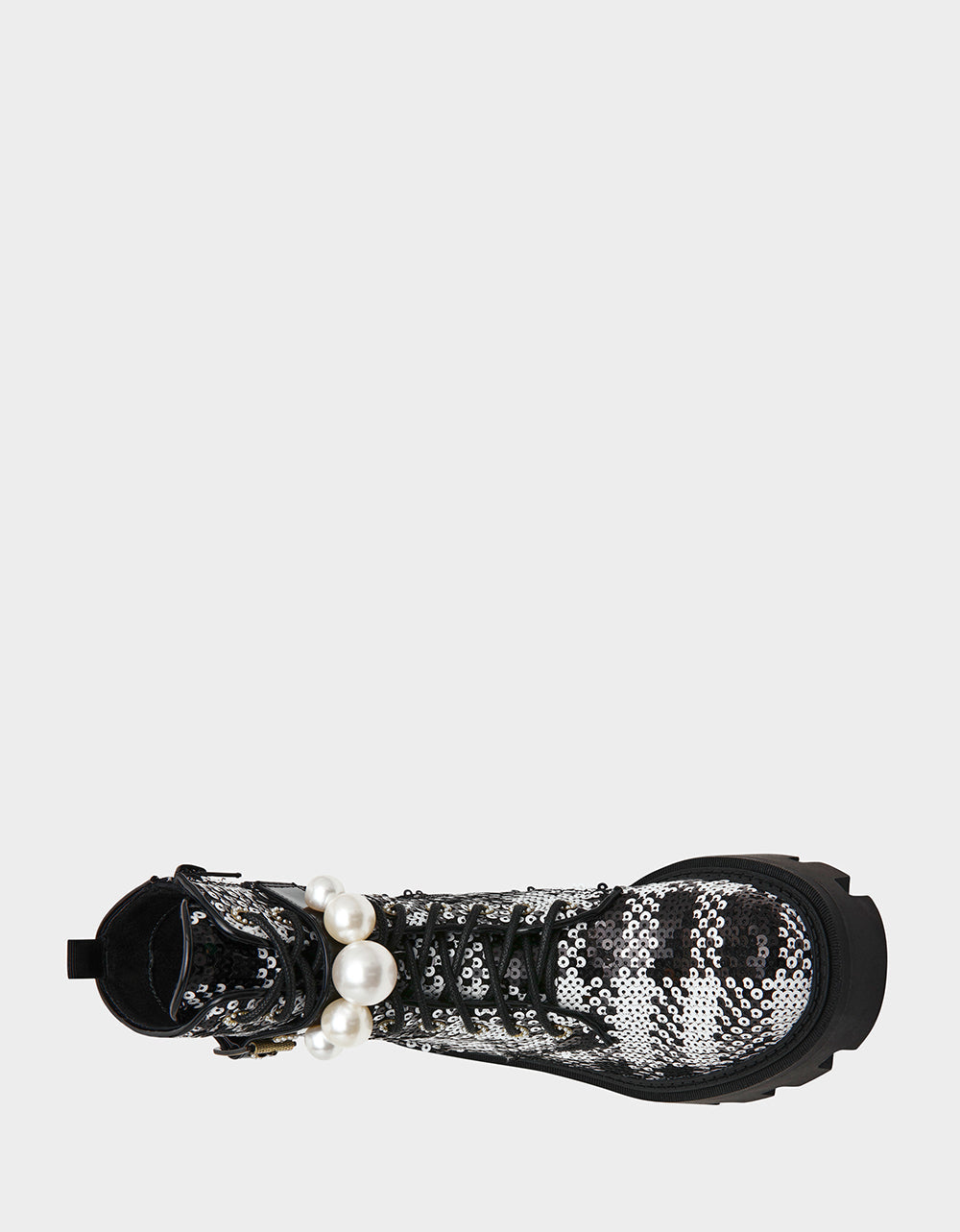 JONNIE BLACK WHITE PLAID Lace-Up Platform Combat Women's Ankle Boot