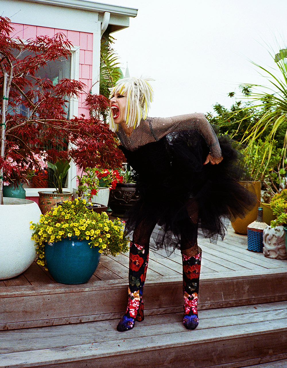 AVON BLACK FLOWER MULTI Women's Knee High Rhinestone Floral Boots