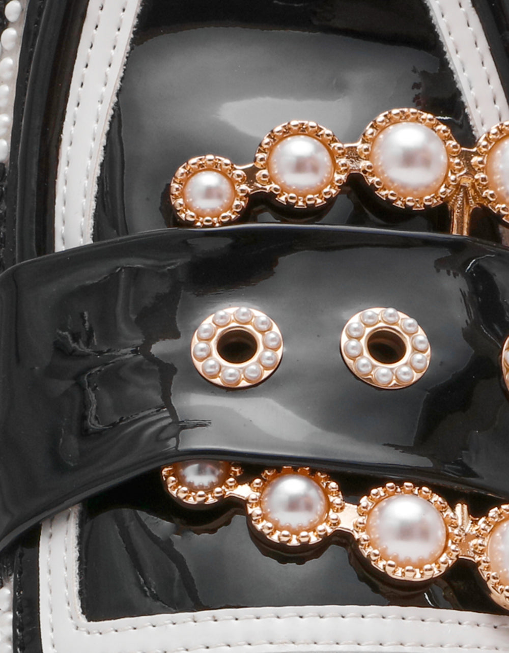 BARTON White/Black Polka Dot Mule Embellished Buckle Lug Women's Loafer