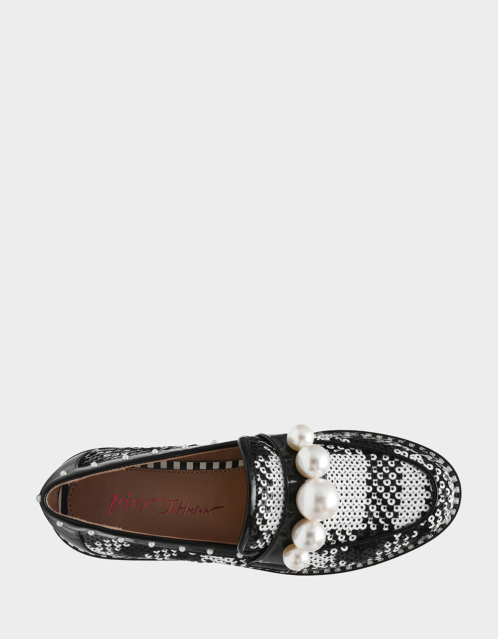 HARLOE BLACK WHITE PLAID Platfrom Pearl Embellished Women's Loafer