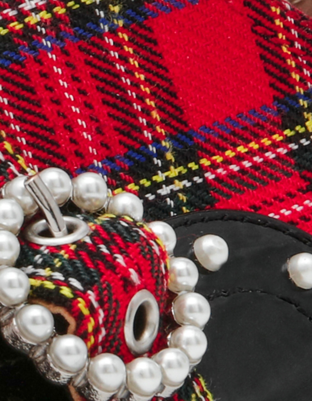 SIMONEE RED PLAID Platform Lace-Up Pearl Embellished Leopard Print Oxford Women's Loafer