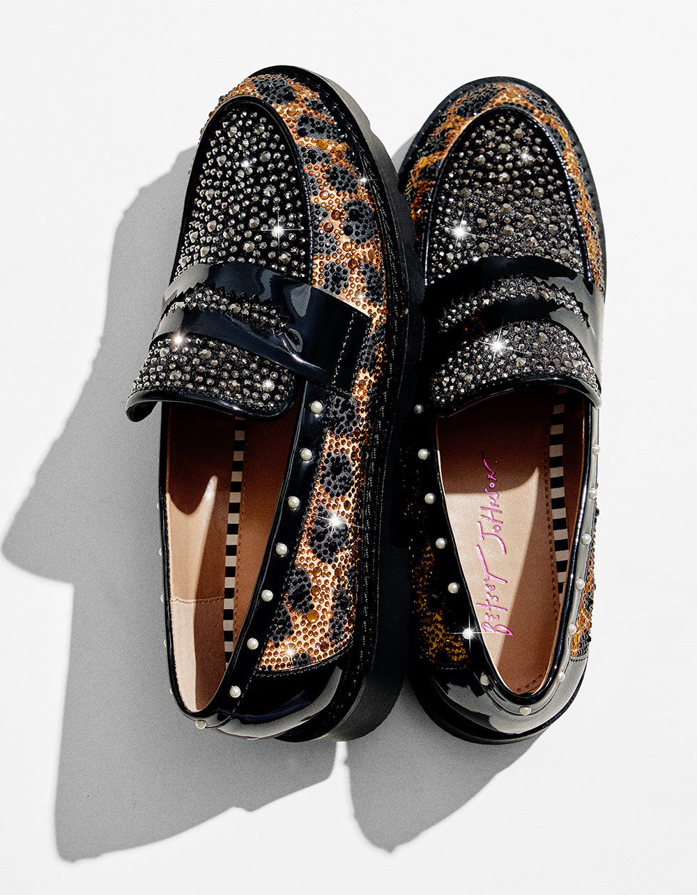 LYDIAA LEOPARD Rhinestone Embellished Platform Women's Loafer