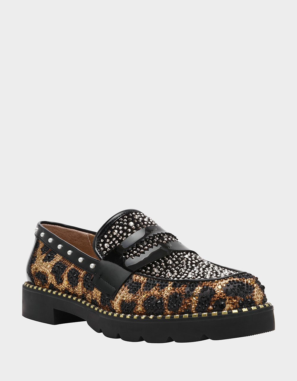 LYDIAA LEOPARD Rhinestone Embellished Platform Women's Loafer