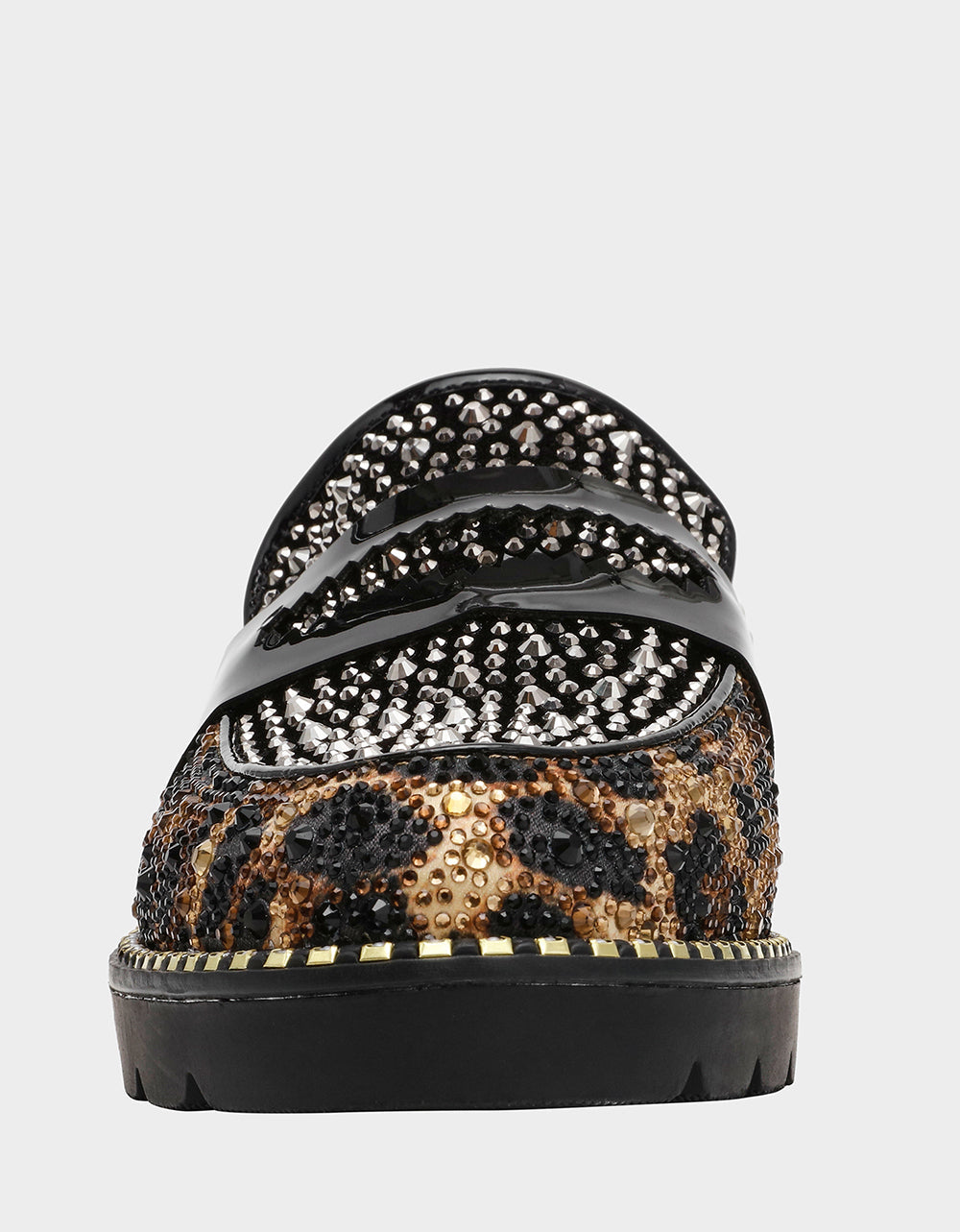 LYDIAA LEOPARD Rhinestone Embellished Platform Women's Loafer