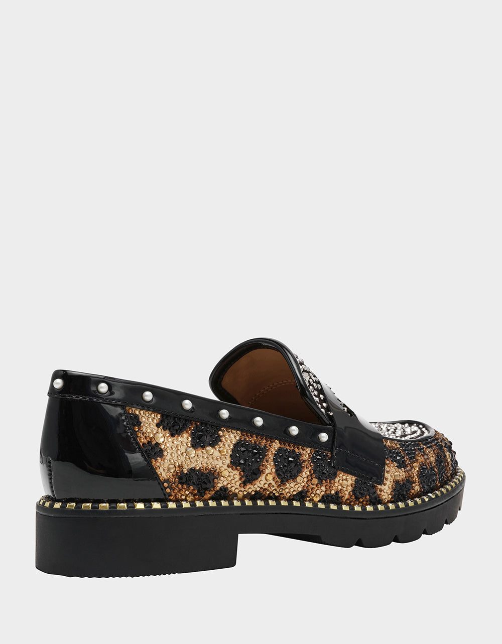 LYDIAA LEOPARD Rhinestone Embellished Platform Women's Loafer