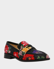 CANNE BLACK FLOWER MULTI Slip-On Embellished Rhinestone Women's Loafer