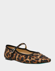 LOREL LEOPARD Women's Leopard Mary Jane Ballet Flat