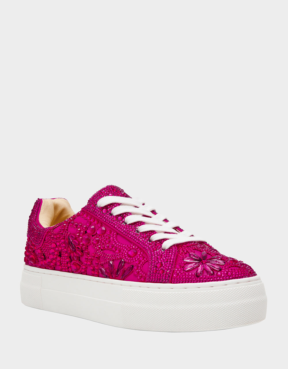 REILY Fuchsia Platform Low-Top Lace-Up Rhinestone Women's Sneaker
