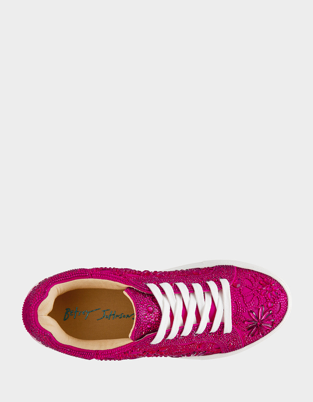 REILY Fuchsia Platform Low-Top Lace-Up Rhinestone Women's Sneaker