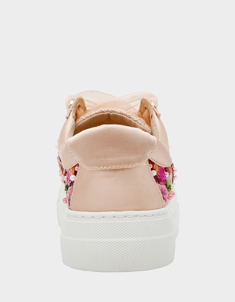 BONNY Nude Floral Sequin Mesh Floral Platform Low-Top Women's Sneaker