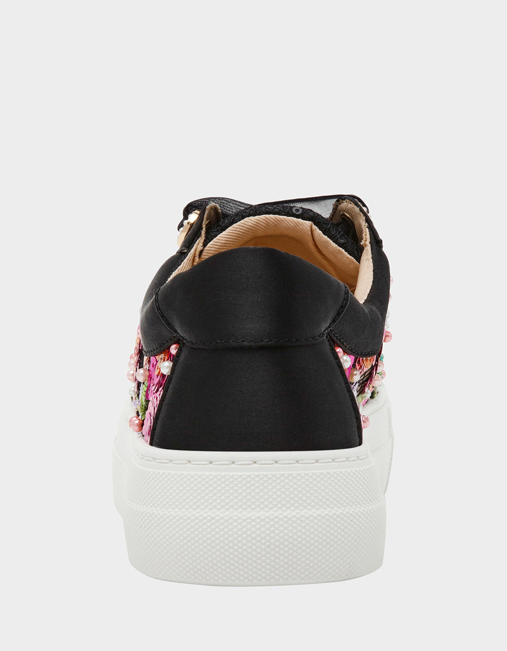 BONNY Black Floral Sequin Mesh Floral Platform Low-Top Women's Sneaker