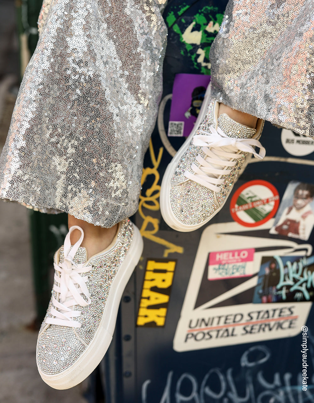 SIDNY RHINESTONES Lace Up Sneakers