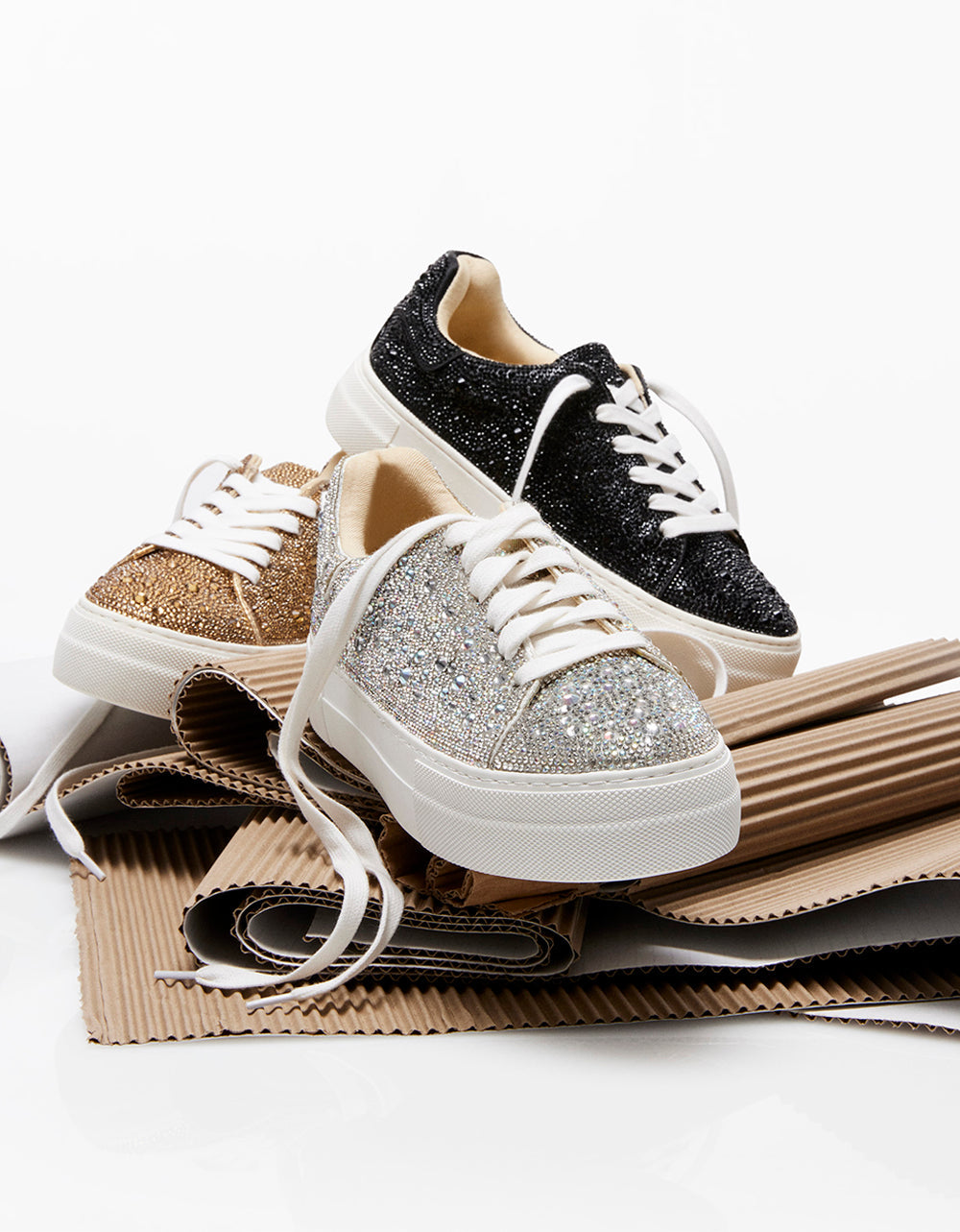 SIDNY RHINESTONES Lace Up Sneakers