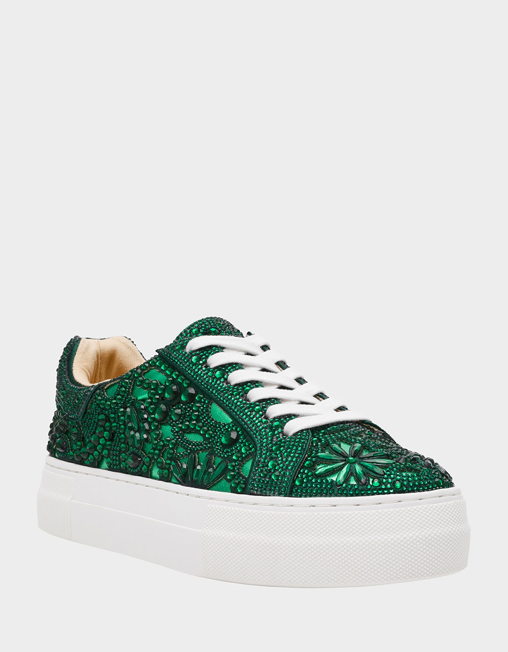 REILY EMERALD Platform Low-Top Lace-Up Rhinestone Women's Sneaker