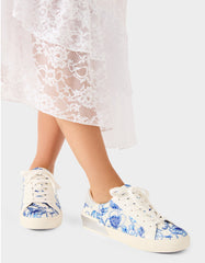 DAMON WHITE/BLUE FLORAL Women's Blue Floral Sneaker