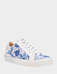DAMON WHITE/BLUE FLORAL Women's Blue Floral Sneaker
