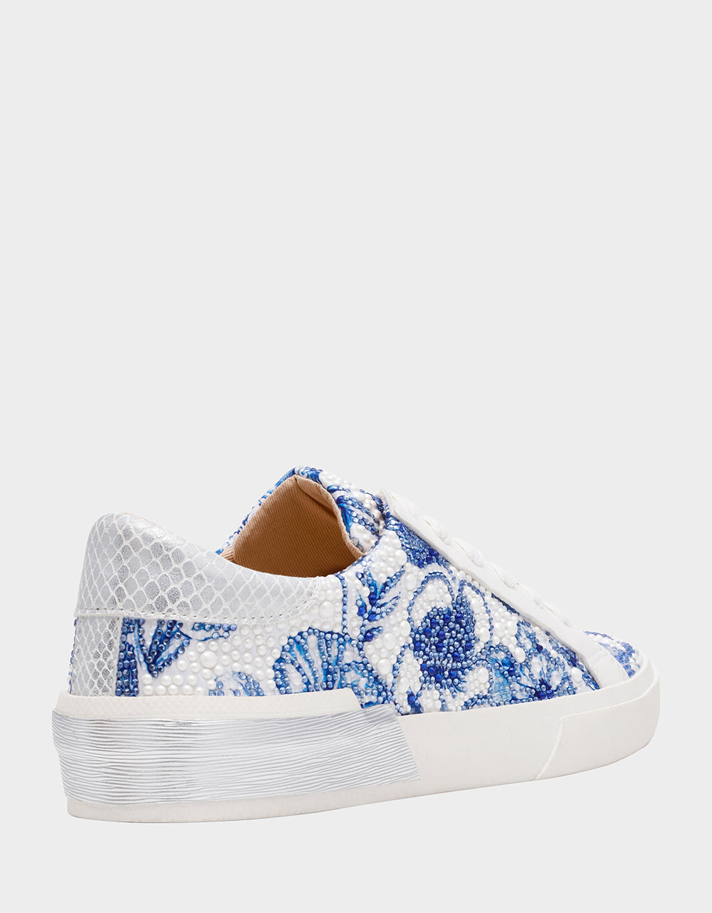 DAMON WHITE/BLUE FLORAL Women's Blue Floral Sneaker