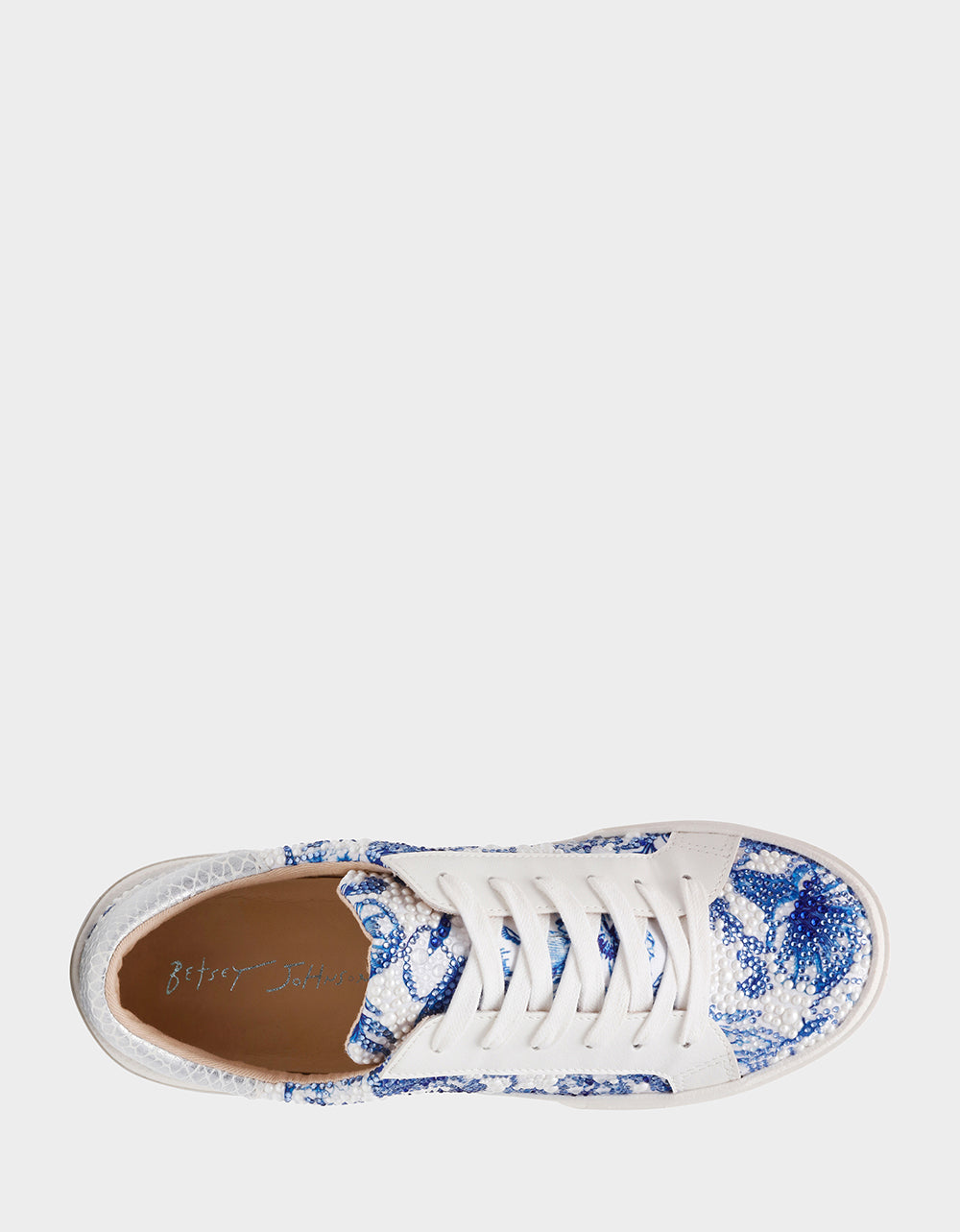 DAMON WHITE/BLUE FLORAL Women's Blue Floral Sneaker