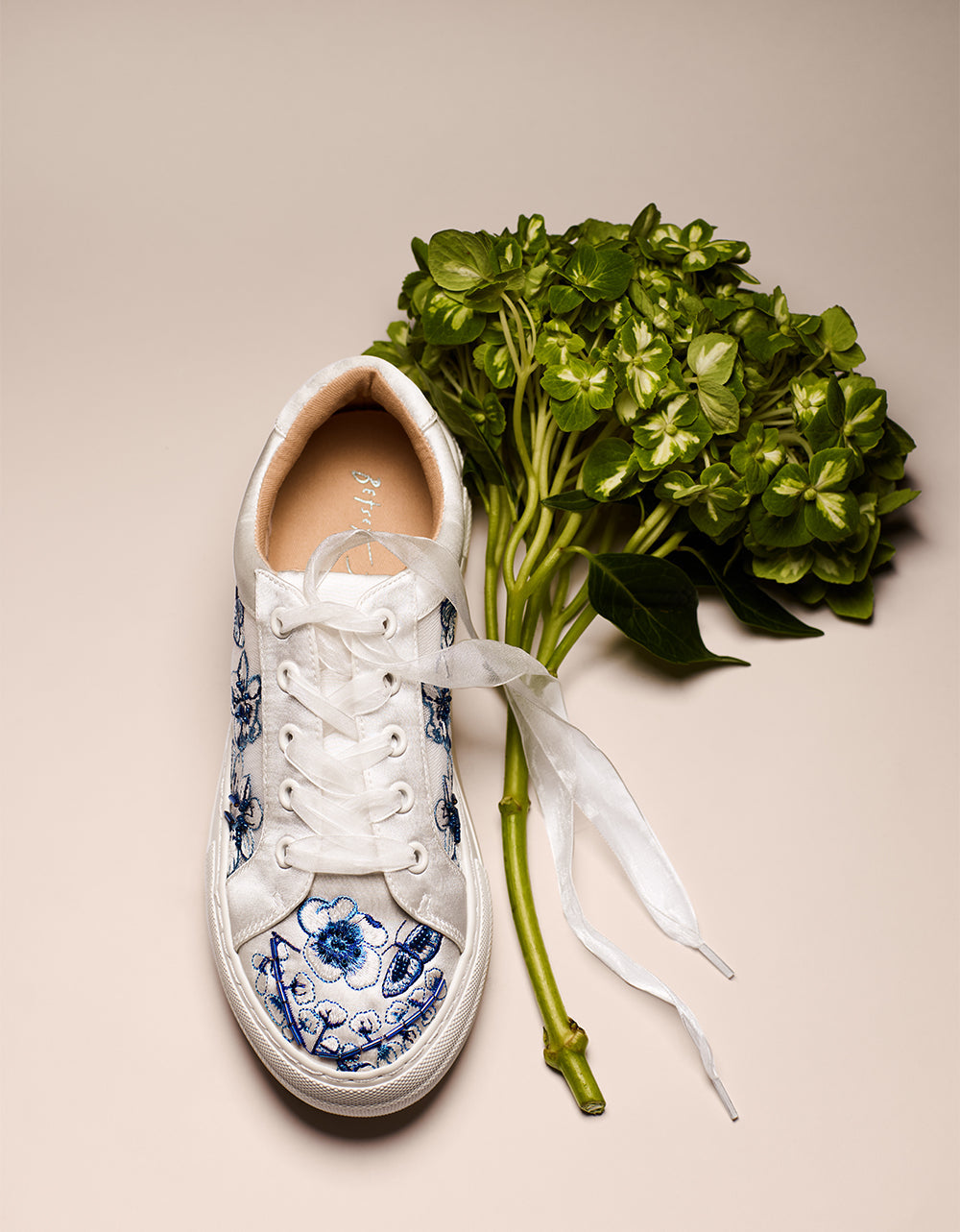 NINO BLUE FLORAL Platform Low-Top Lace-Up Sneakers