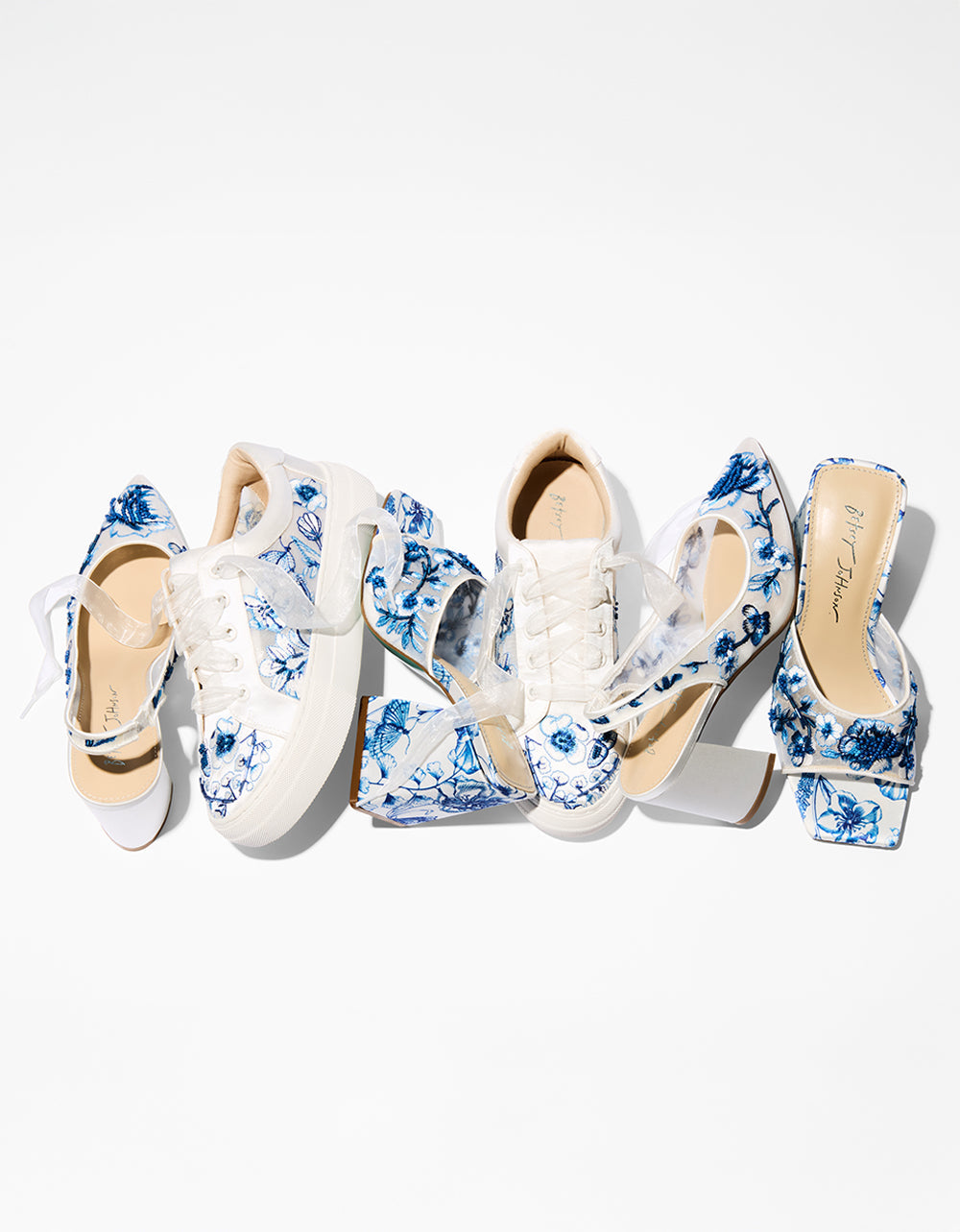 NINO BLUE FLORAL Platform Low-Top Lace-Up Sneakers
