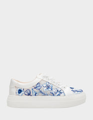 NINO BLUE FLORAL Platform Low-Top Lace-Up Sneakers