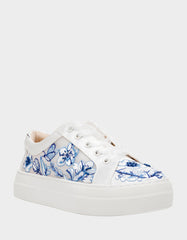 NINO BLUE FLORAL Platform Low-Top Lace-Up Sneakers