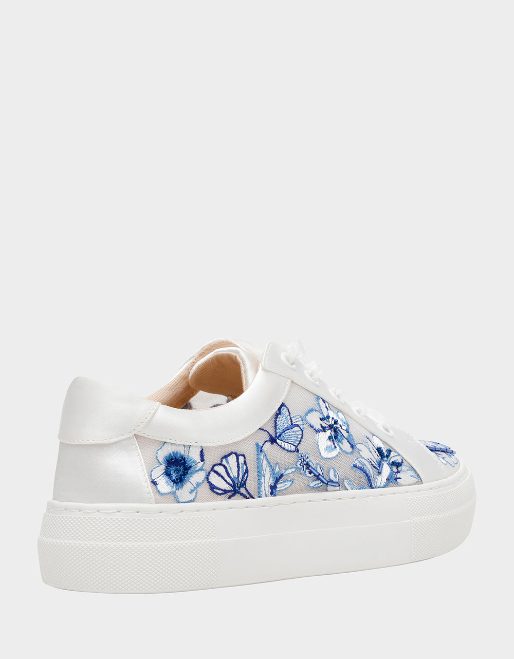 NINO BLUE FLORAL Platform Low-Top Lace-Up Sneakers