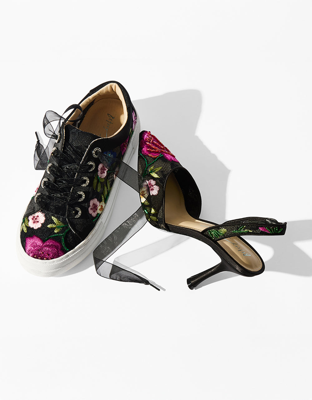 JAYLA BLACK MULTI FLORAL Platform Low-Top Lace-Up Sneaker