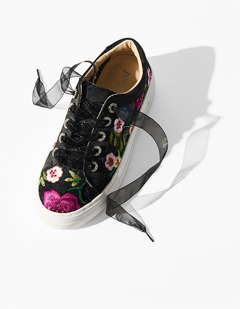 JAYLA BLACK MULTI FLORAL Platform Low-Top Lace-Up Sneaker
